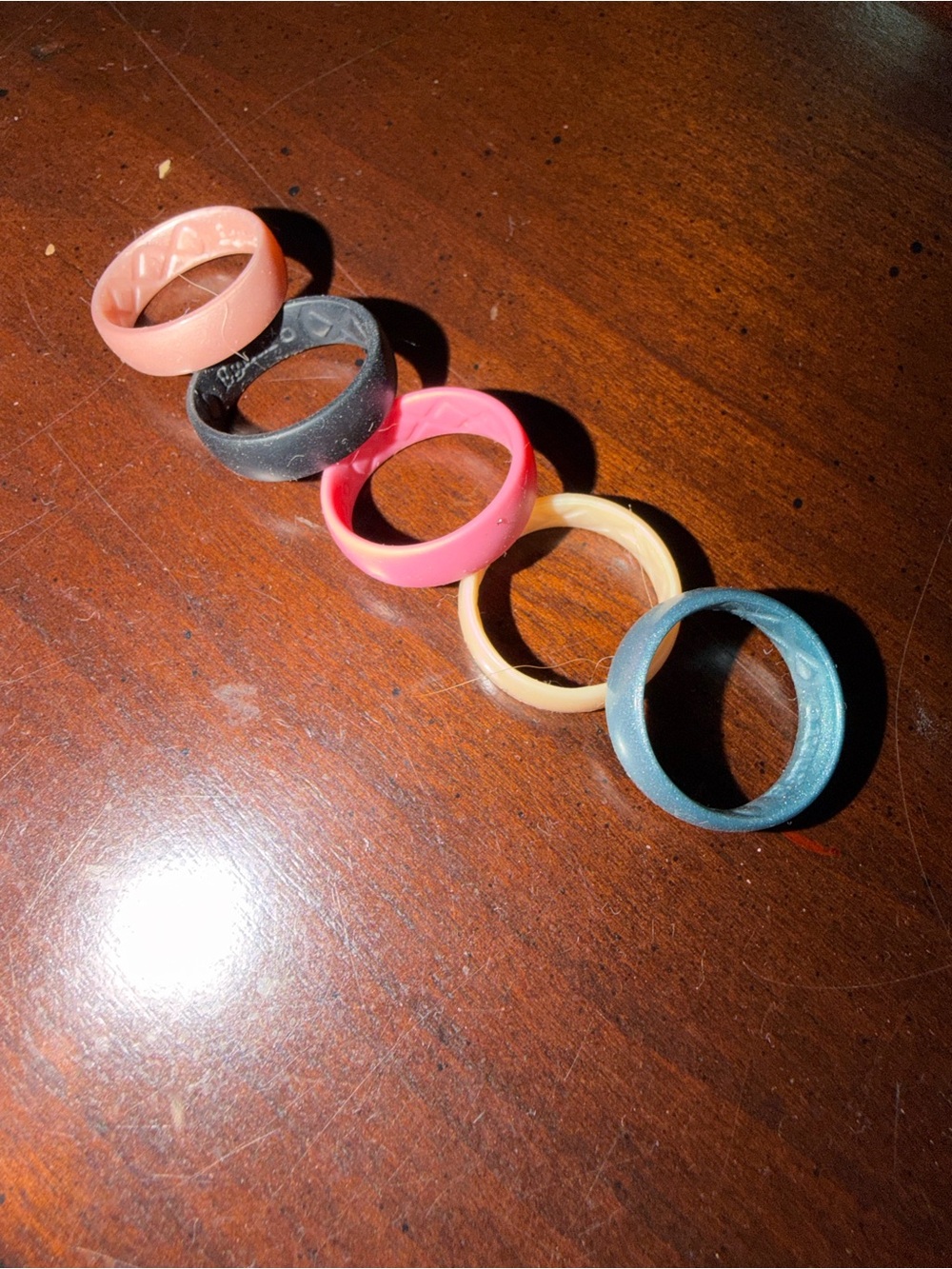 Colorful Silicone Rings Set - Pink, Black, Coral, Beige, Blue